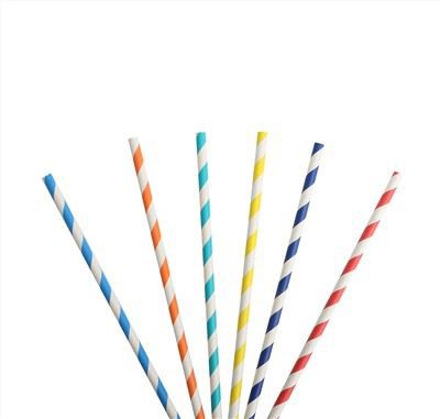 Pailles en papier rayées jetables